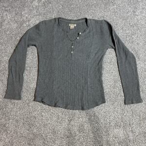 Vintage Y2K Lucky Brand Sweater Women Size Small Ribbed Knit Henley Grunge Boho